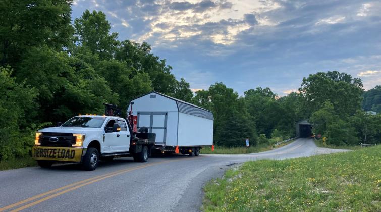 Shed being delivered